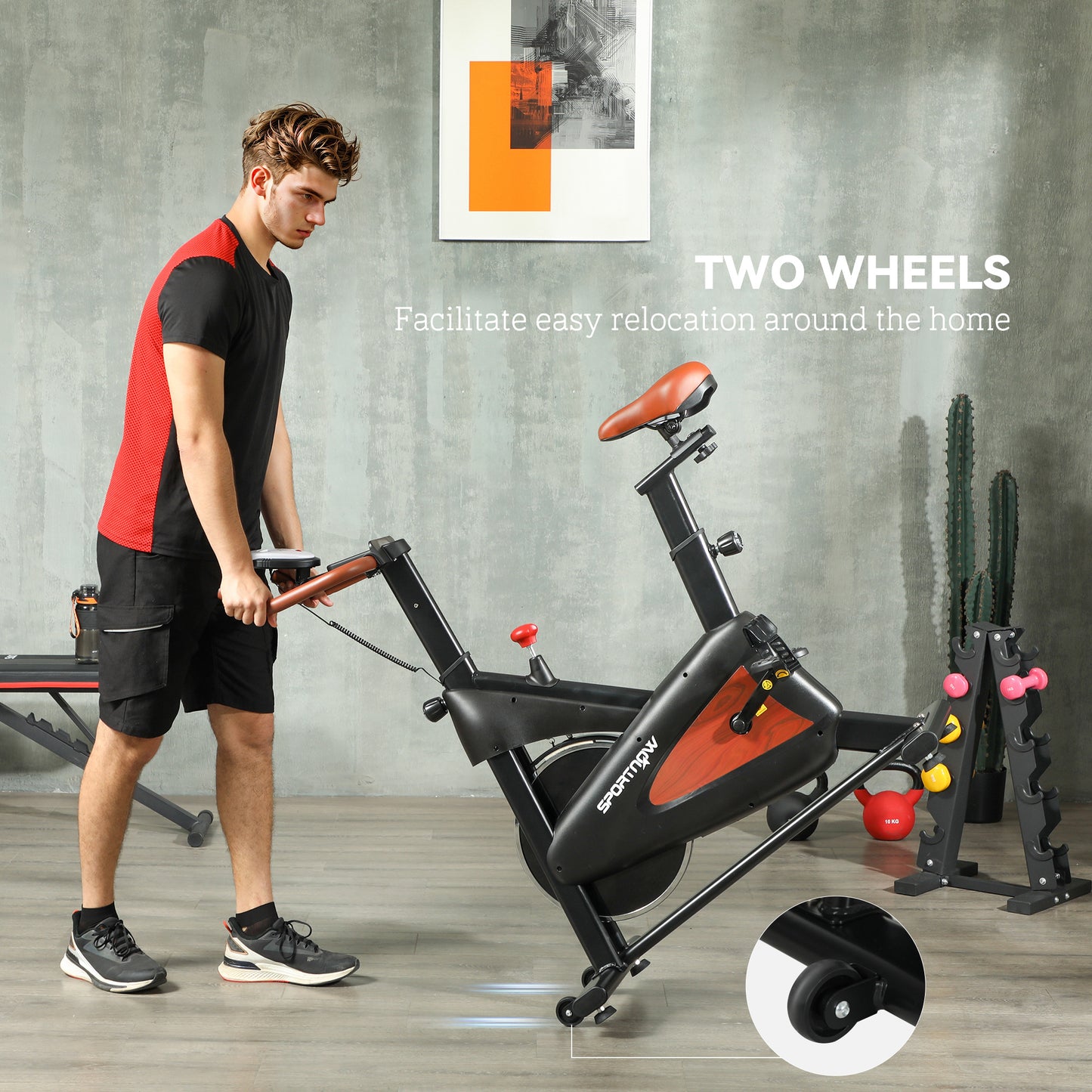 SPORTNOW Indoor Exercise Bike, Quiet Stationary Bike, Stylish Cycling Machine with Adjustable Seat and Resistance, LCD Monitor, Tablet Holder, for Home Gym Cardio Workout