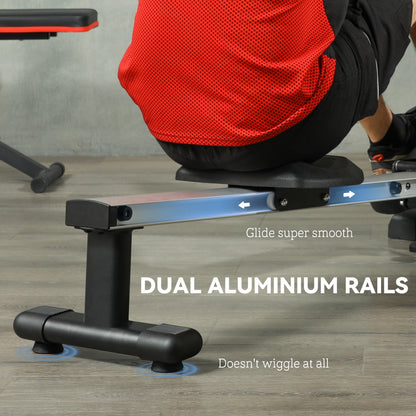 SPORTNOW Folding Magnetic Rowing Machine, with 16-Level Adjustable Resistance, Black