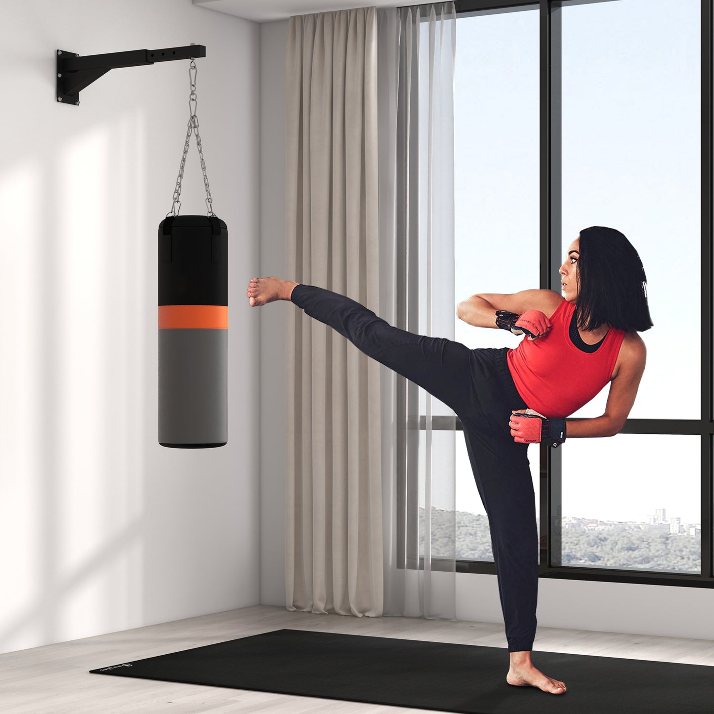 SPORTNOW Punch Bag Wall Bracket, 5-Length Adjustable Boxing Bag Bracket for Kickboxing, Muay Thai, Punching Training