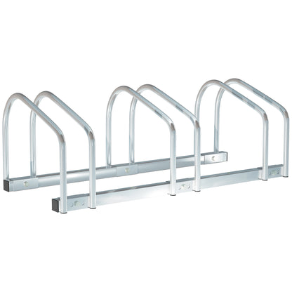 HOMCOM Bike Stand Parking Rack Floor or Wall Mount Bicycle Cycle Storage Locking Stand 76L x 33W x 27H (3 Racks)