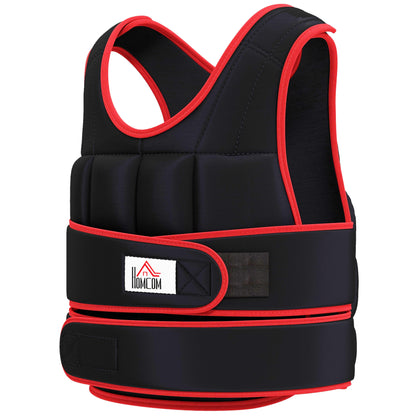 HOMCOM 20kg Weighted Vest, Adjustable Running Weight Vest with 38 Weight Bags for Men or Women Cardio Exercise, Black and Red