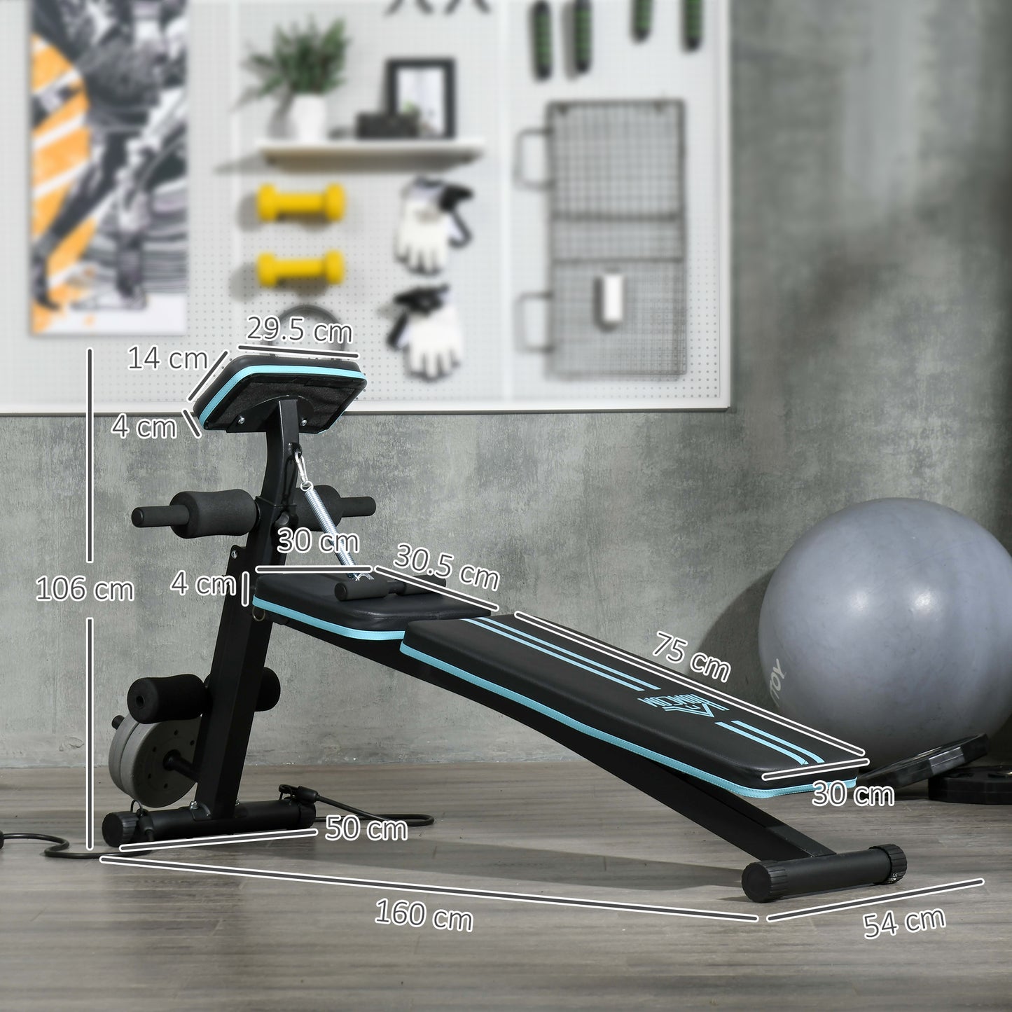 HOMCOM Foldable Weight Bench, Adjustable Strength Training Sit Up Ab Bench, Incline/Decline