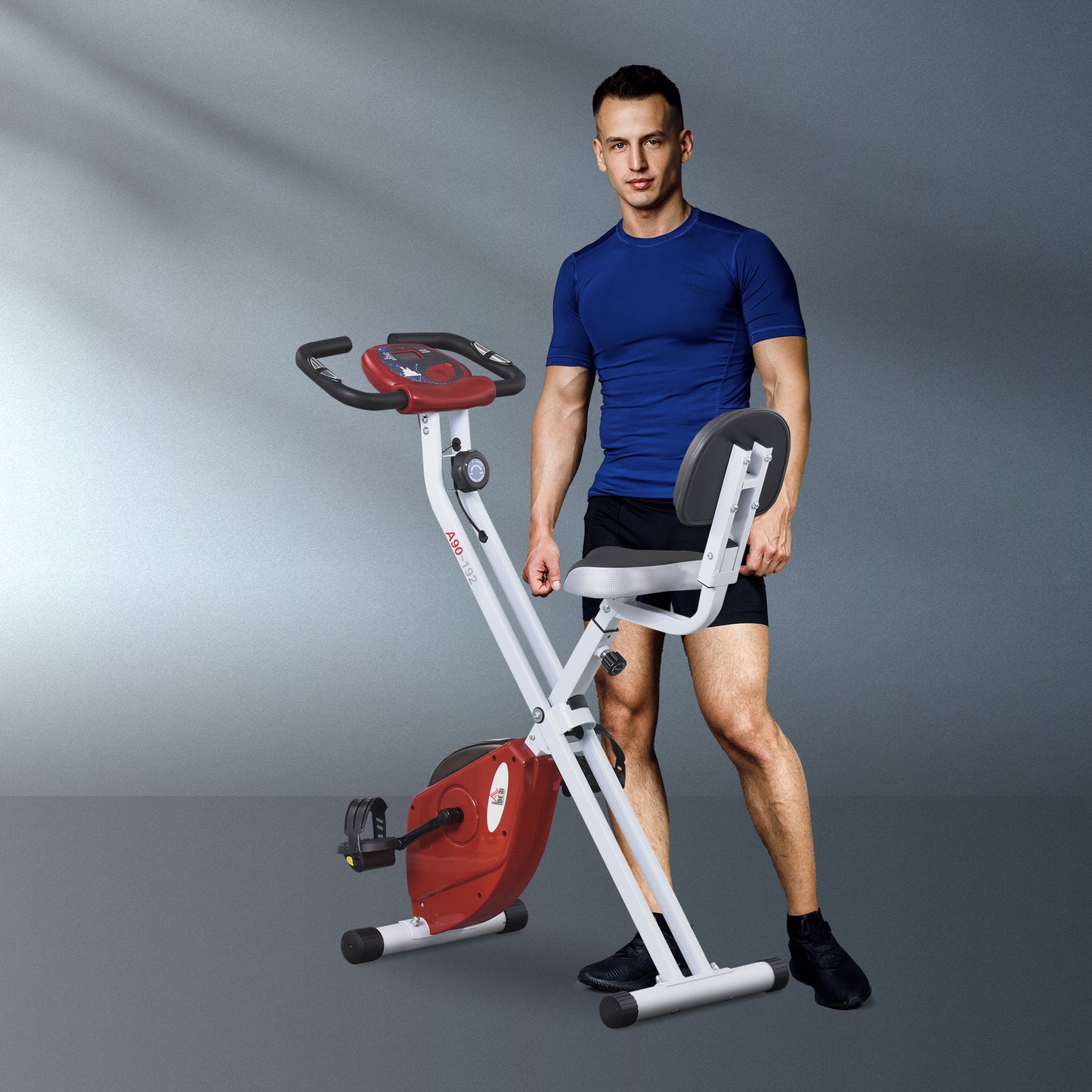 HOMCOM Folding Exercise Bike, Fitness Bicycle Indoor Trainer, 8-Level Magnetic Resistance Adjustable, with LCD Monitor, Pulse Sensor