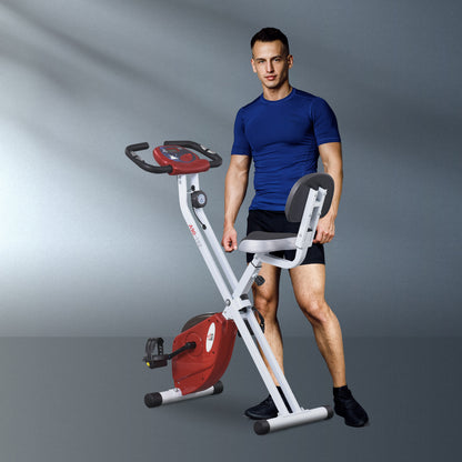 HOMCOM Folding Exercise Bike, Fitness Bicycle Indoor Trainer, 8-Level Magnetic Resistance Adjustable, with LCD Monitor, Pulse Sensor