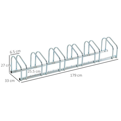 HOMCOM Bike Stand Parking Rack Floor or Wall Mount Bicycle Cycle Storage Locking Stand 179L x 33W x 27H (6 Racks)