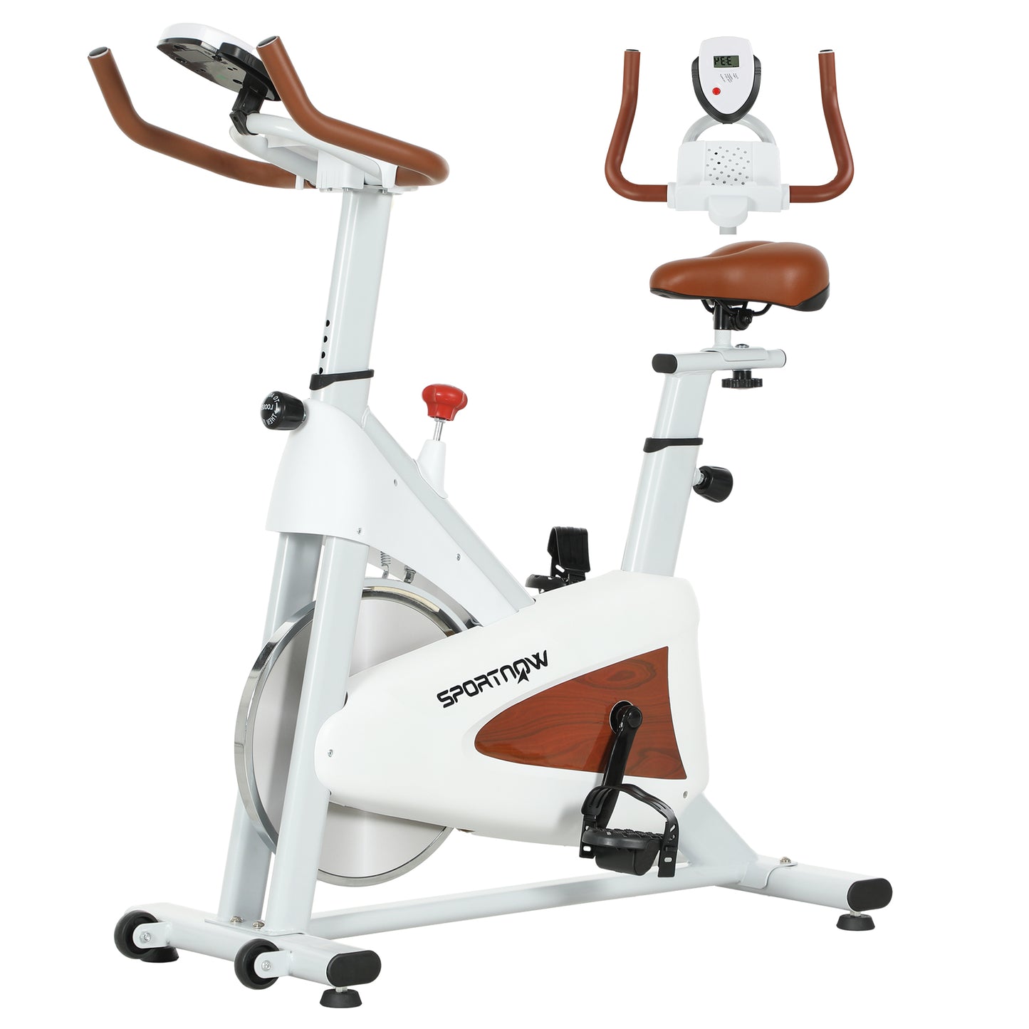 SPORTNOW Indoor Exercise Bike, Quiet Stationary Bike, Stylish Cycling Machine with Adjustable Seat and Resistance, LCD Monitor, Tablet Holder, for Home Gym Cardio Workout