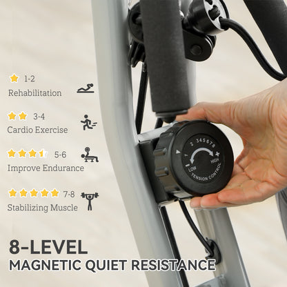 SPORTNOW 5-In-1 Folding Exercise Bike with Arm Workout Bands, Quiet 8-Level Magnetic Resistance Foldable Exercise Bike with LCD, Tablet Holder, Hand Pulse Sensor for Home Use Indoor Cycling
