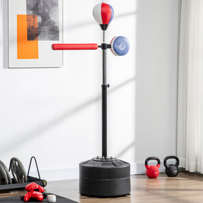 SPORTNOW Adjustable Speed Bag, Boxing Bag, with Sand, Reflex Bar, Punching Pad, Multicoloured