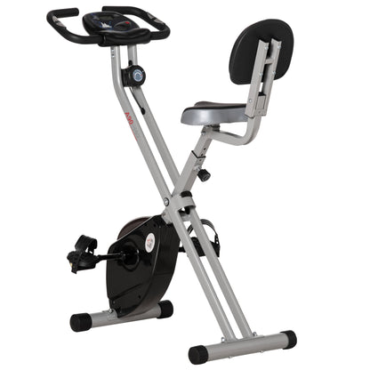 HOMCOM Folding Exercise Bike, Fitness Bicycle Indoor Trainer, 8-Level Magnetic Resistance Adjustable, with LCD Monitor, Pulse Sensor