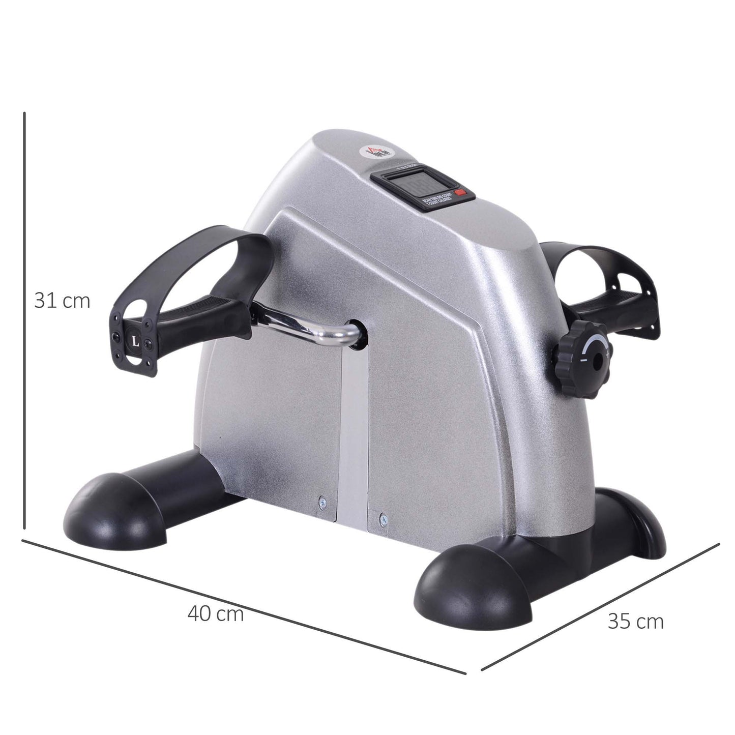 HOMCOM Mini Exercise Bike, Portable Pedal Exerciser, Under Desk Bike with LCD Display for Legs and Arms Training