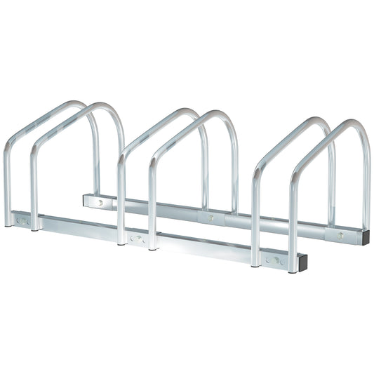 HOMCOM Bike Stand Parking Rack Floor or Wall Mount Bicycle Cycle Storage Locking Stand 76L x 33W x 27H (3 Racks)
