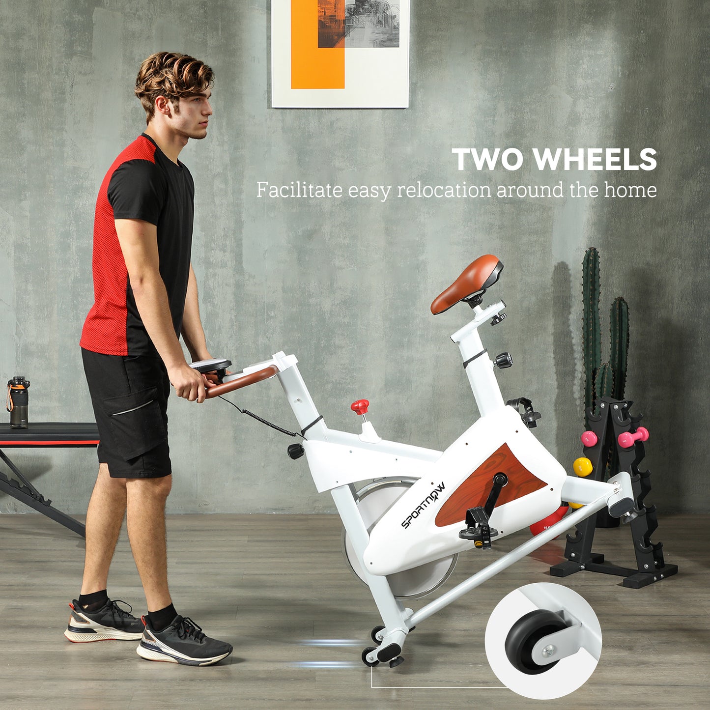 SPORTNOW Indoor Exercise Bike, Quiet Stationary Bike, Stylish Cycling Machine with Adjustable Seat and Resistance, LCD Monitor, Tablet Holder, for Home Gym Cardio Workout