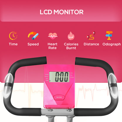 SPORTNOW Folding and Quiet Exercise Bike with 8-Level Magnetic Resistance and Heart Rate Sensor, for Home Gym