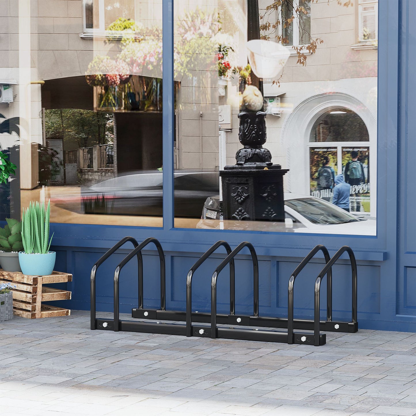 HOMCOM Bike Stand Parking Rack Floor or Wall Mount Bicycle Cycle Storage Locking Stand (3 Racks)