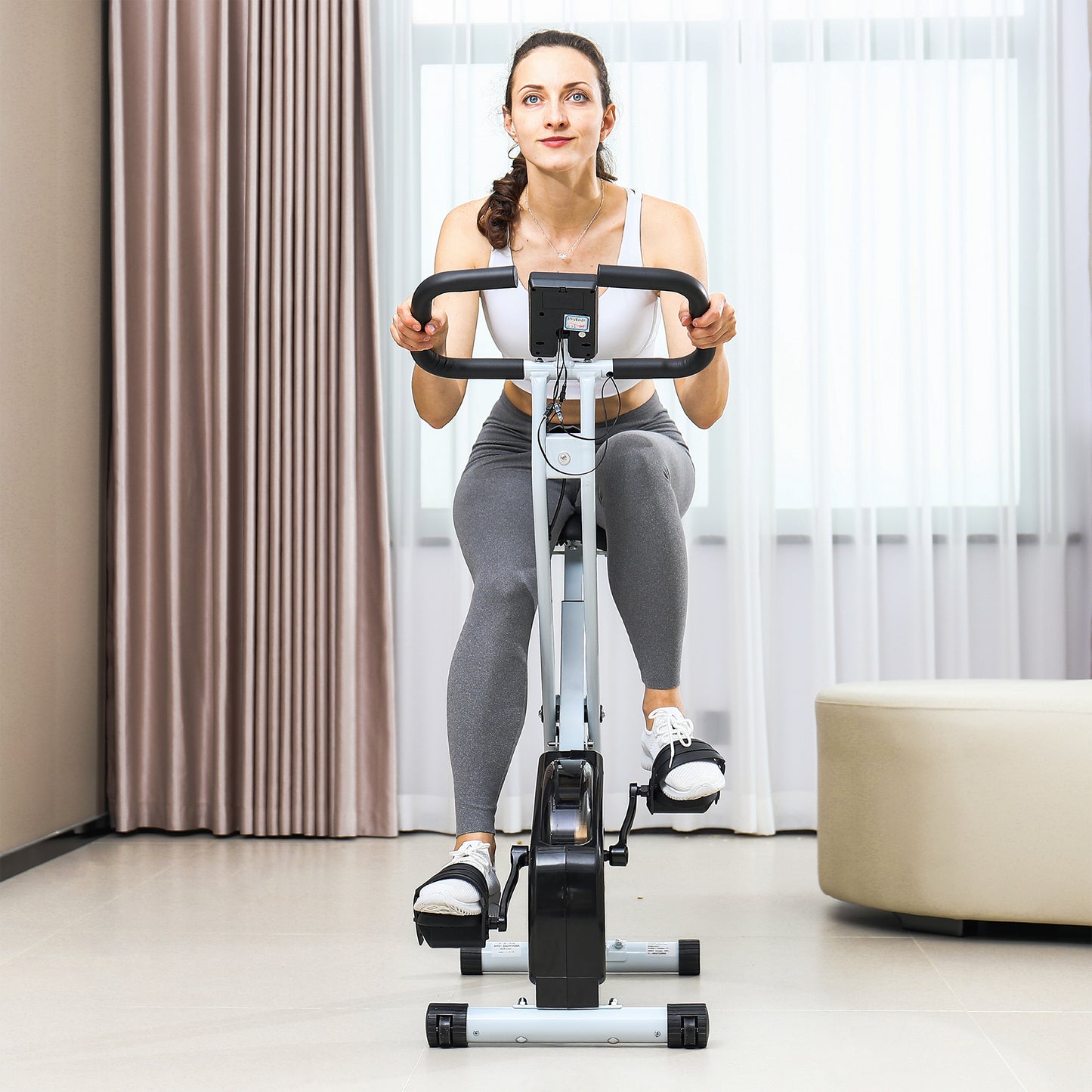 SPORTNOW Folding and Quiet Exercise Bike with 8-Level Magnetic Resistance and Heart Rate Sensor, for Home Gym