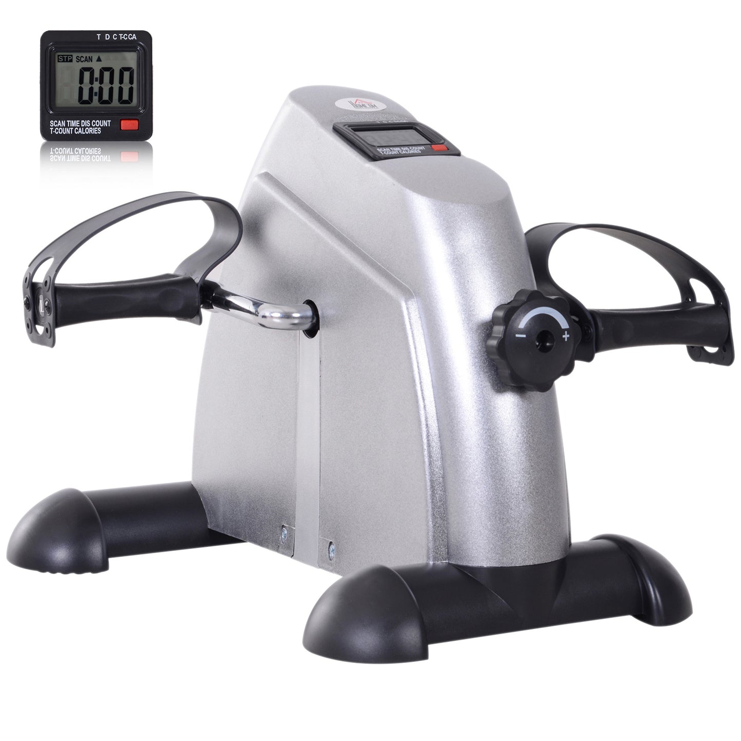 HOMCOM Mini Exercise Bike, Portable Pedal Exerciser, Under Desk Bike with LCD Display for Legs and Arms Training