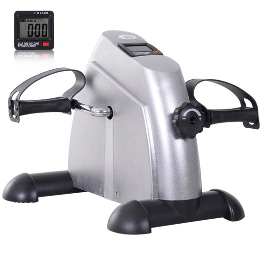 HOMCOM Mini Exercise Bike, Portable Pedal Exerciser, Under Desk Bike with LCD Display for Legs and Arms Training