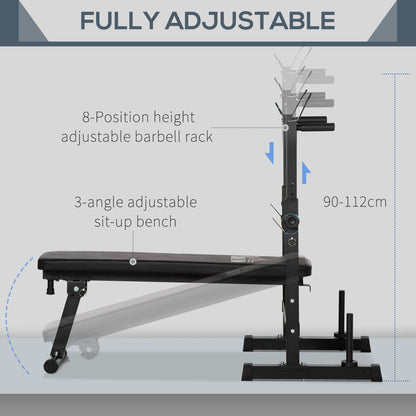 HOMCOM Adjustable Weight Bench, Foldable Bench, with Barbell Rack