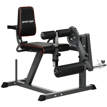 SPORTNOW Seated Leg Extension Machine, Adjustable Leg Raise Machine and Curl Machine with Plate Loaded for Hip, Thigh, Lower Body Workout
