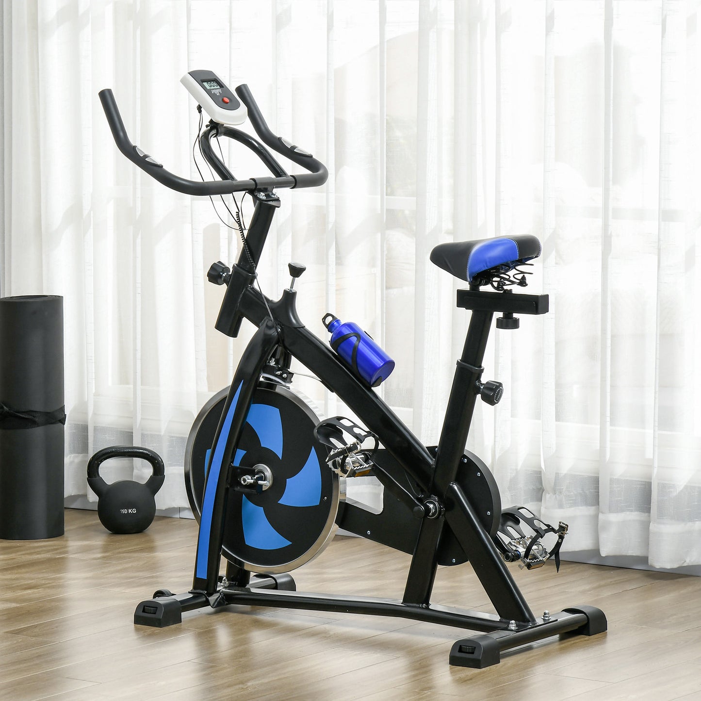 SPORTNOW Exercise Bike, Indoor Stationary Bike, Cycling Machine with Adjustable Seat and Resistance for Home Gym Workout