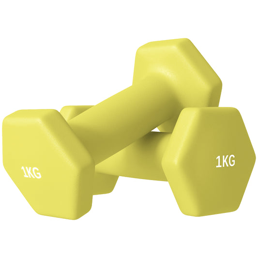 SPORTNOW 2 x 1kg Hexagonal Dumbbells Weights Set with Non-Slip Grip for Home Gym Workout