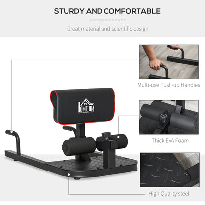 HOMCOM Squat Machine with Push Up Stand, Padded Hip Thrust Bench with Adjustable Cushion for Home Gym Work Out