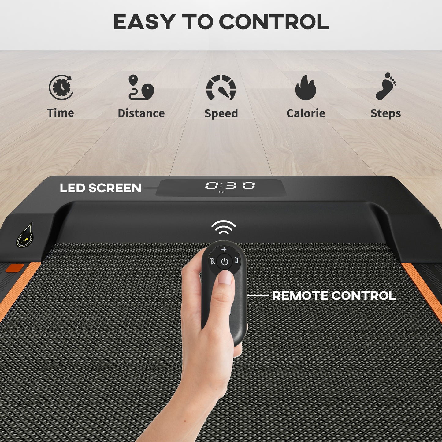 SPORTNOW 2.5HP Walking Pad, 1-6km/h Folding Treadmill with Remote Control and LED Display for Home Gym Office
