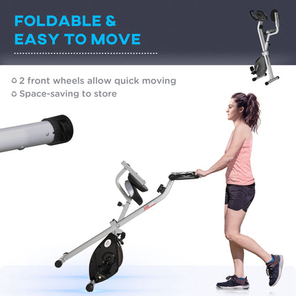 HOMCOM Folding Exercise Bike, Fitness Bicycle Indoor Trainer, 8-Level Magnetic Resistance Adjustable, with LCD Monitor, Pulse Sensor