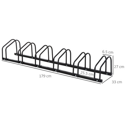 HOMCOM Bike Stand Parking Rack Floor or Wall Mount Bicycle Cycle Storage Locking Stand 179L x 33W x 27H (6 Racks)