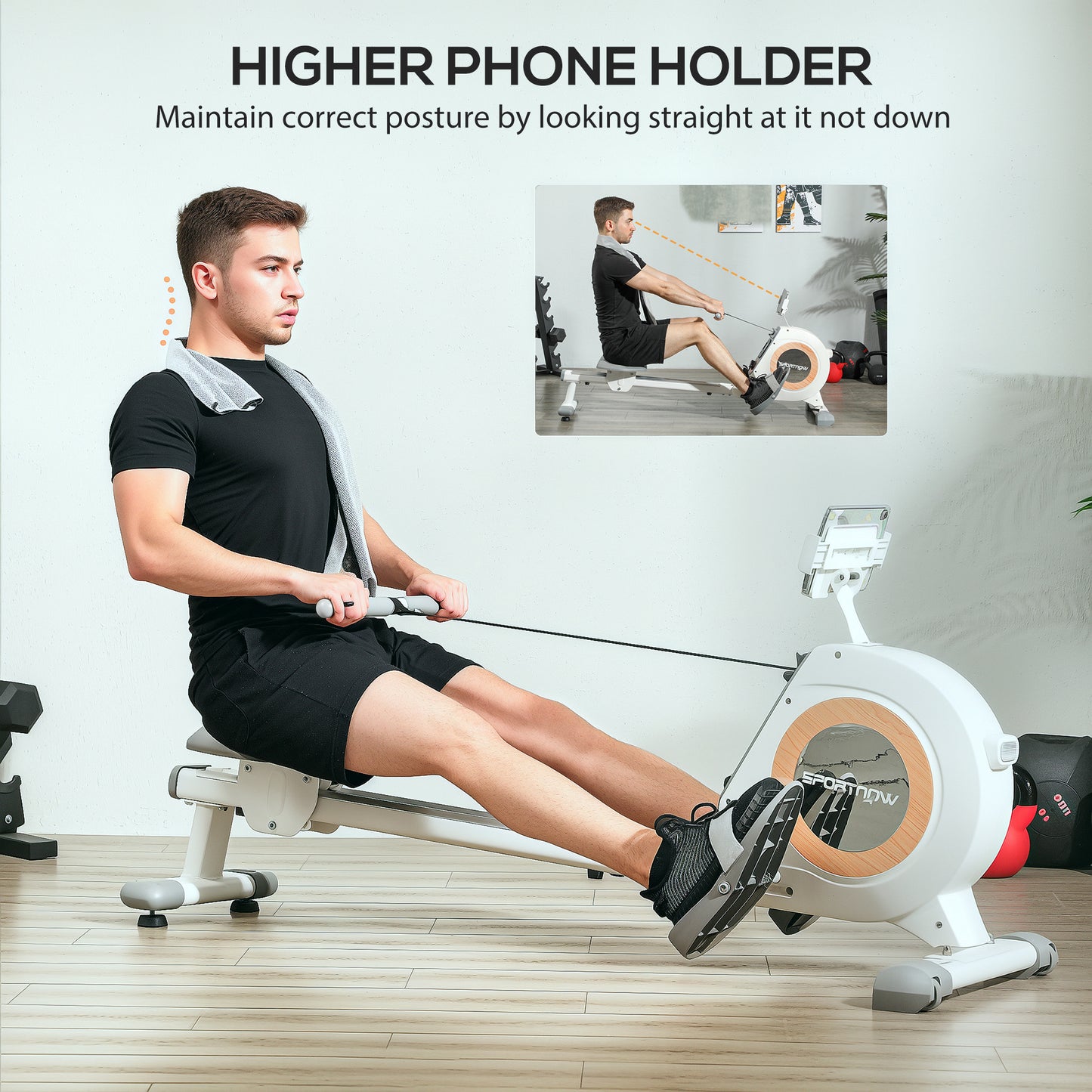 SPORTNOW Rowing Machine, 16-Level Magnetic Rower Machine with LCD Monitor and Phone Holder