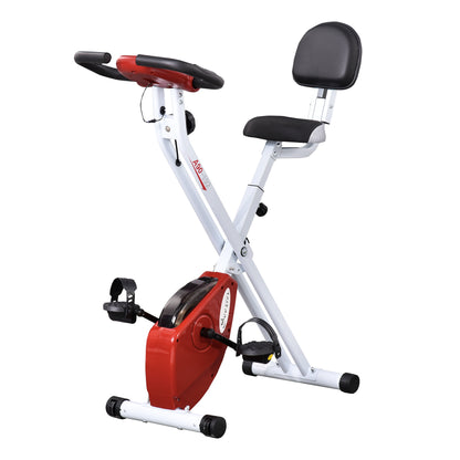 HOMCOM Folding Exercise Bike, Fitness Bicycle Indoor Trainer, 8-Level Magnetic Resistance Adjustable, with LCD Monitor, Pulse Sensor