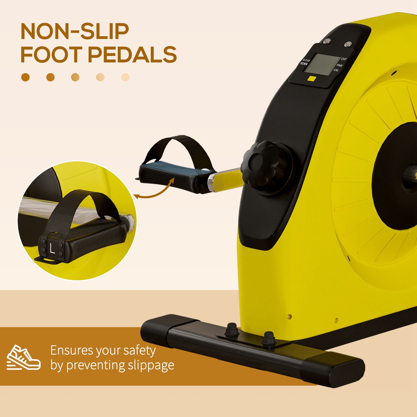 SPORTNOW Mini Exercise Bike, Portable Pedal Exerciser with LCD Display for Legs, Arms, Rehabilitation, Therapy