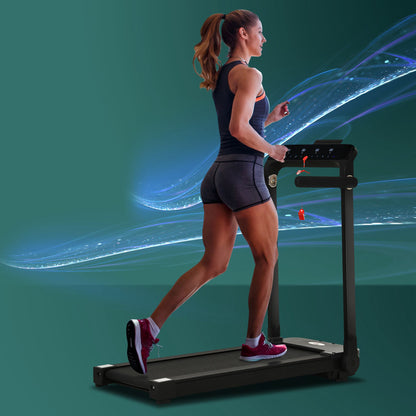 HOMCOM 600W Foldable Steel Motorised Treadmill Running Machine w/ LCD Monitor Black