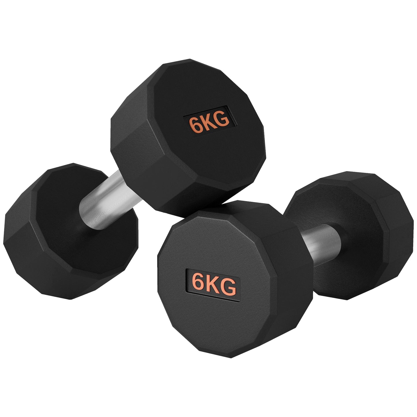 SPORTNOW 2 x 6kg Dumbbells Weights Set with 12-Sided Shape and Non-Slip Grip for Men Women Home Gym Workout