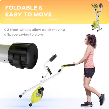 HOMCOM Folding Exercise Bike, Fitness Bicycle Indoor Trainer, 8-Level Magnetic Resistance Adjustable, with LCD Monitor, Pulse Sensor