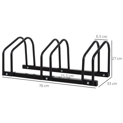HOMCOM Bike Stand Parking Rack Floor or Wall Mount Bicycle Cycle Storage Locking Stand (3 Racks)