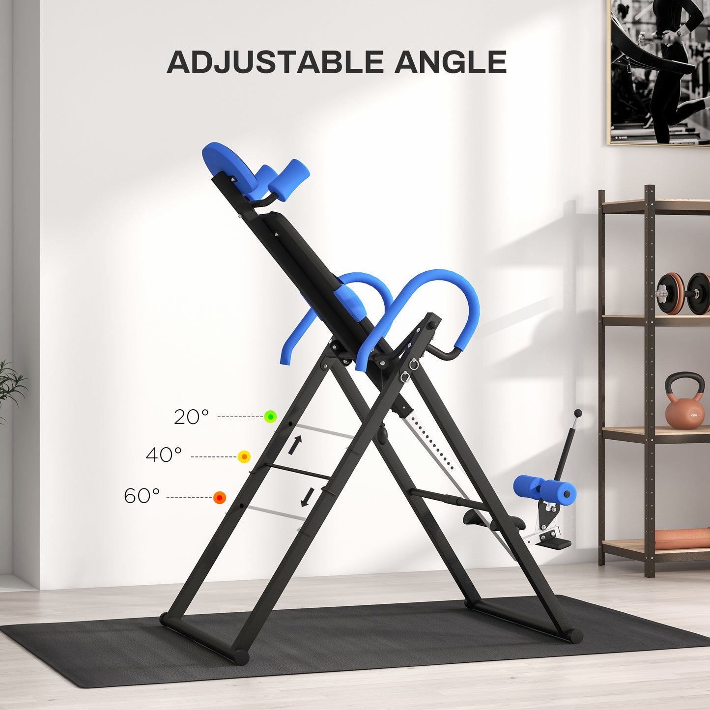 HOMCOM Gravity Inversion Table with Safety Belt Adjustable Hand Stand for Muscle Pain Relief