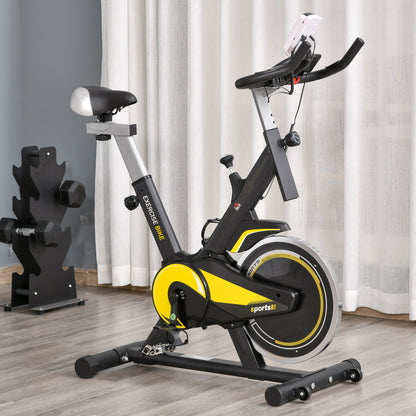 HOMCOM Upright Exercise Bike Indoor Training Cycling Machine Stationary Workout Bicycle with 10KG Flywheel and Adjustable Resistance Seat Handlebar LCD Display for Home Gym