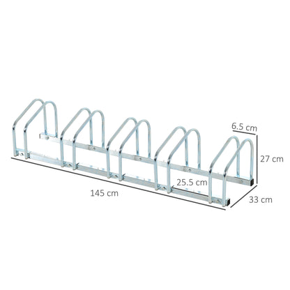 HOMCOM Bike Stand Parking Rack Floor or Wall Mount Bicycle Cycle Storage Locking Stand (5 Racks)