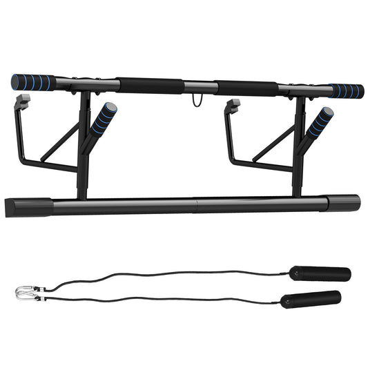 SPORTNOW Pull-Up Bar, No-Drilling Chin-Up Bar, Push-Up Stand with Resistance Bands, Padded Handles for Home Gym Exercise