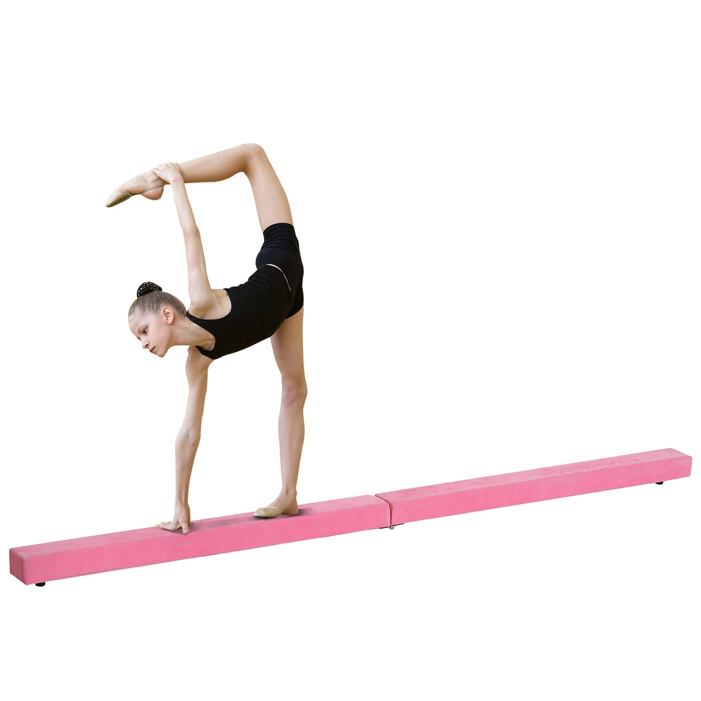 HOMCOM 2.1M 7FT Gymnastics Folding Balance Beam Home Gym Training Exercise Sports - Pink