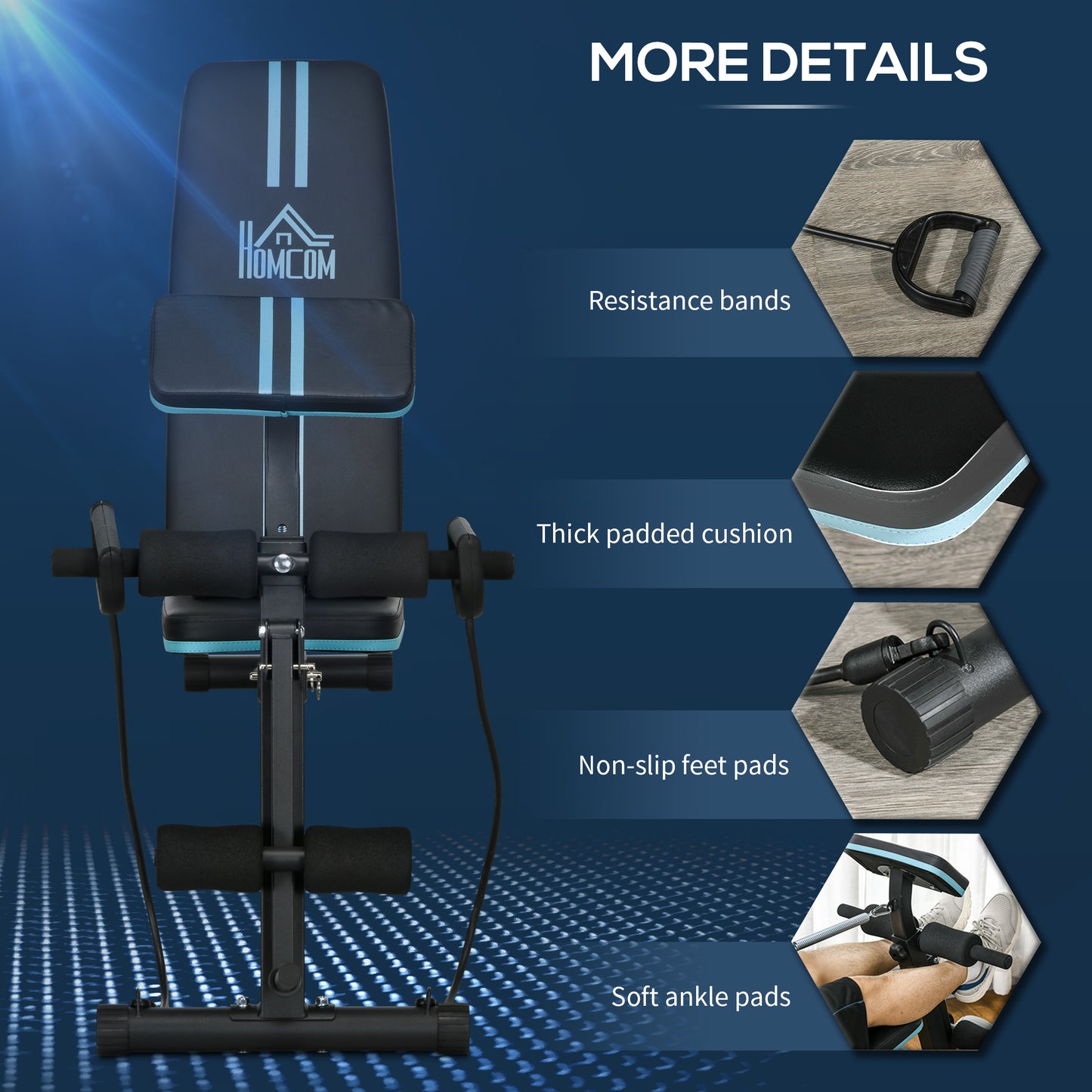 HOMCOM Foldable Weight Bench, Adjustable Strength Training Sit Up Ab Bench, Incline/Decline