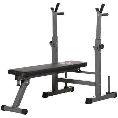 HOMCOM Adjustable Weight Bench, Foldable Bench, with Barbell Rack