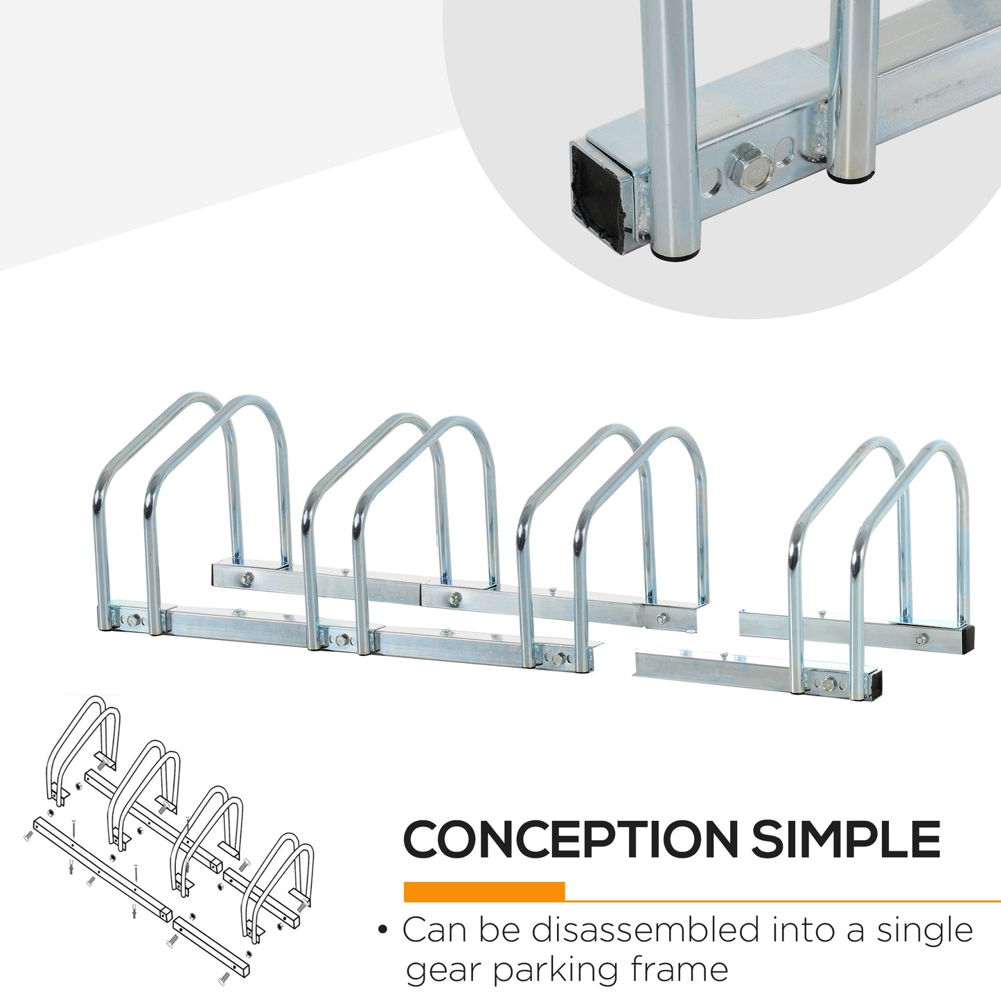 HOMCOM Bike Stand Parking Rack Floor or Wall Mount Bicycle Cycle Storage Locking Stand (4 Racks)