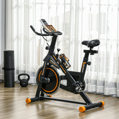 HOMCOM Exercise Bike, Indoor Cycling, with LCD Display, Heart Rate, Sensor