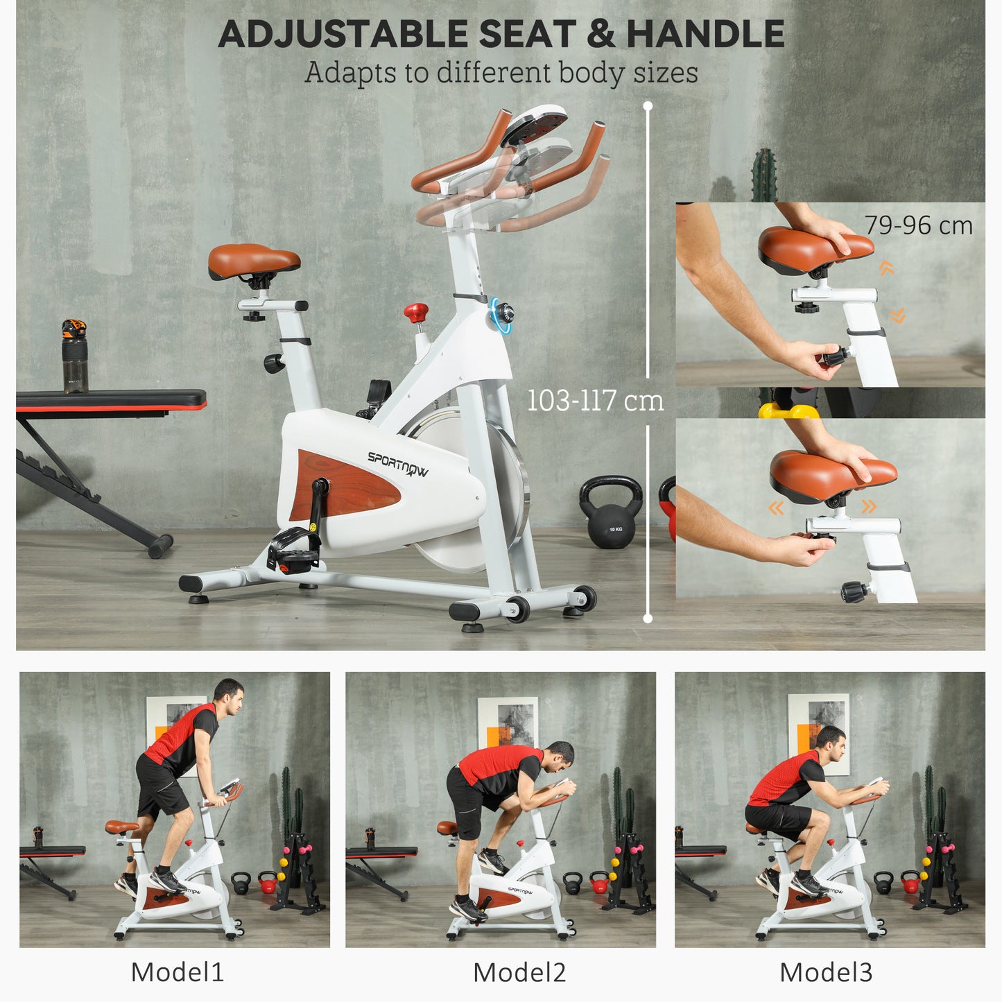 SPORTNOW Indoor Exercise Bike, Quiet Stationary Bike, Stylish Cycling Machine with Adjustable Seat and Resistance, LCD Monitor, Tablet Holder, for Home Gym Cardio Workout