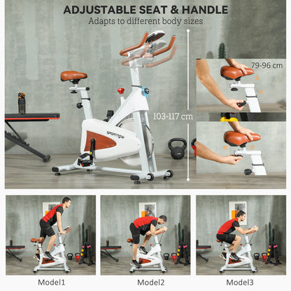 SPORTNOW Indoor Exercise Bike, Quiet Stationary Bike, Stylish Cycling Machine with Adjustable Seat and Resistance, LCD Monitor, Tablet Holder, for Home Gym Cardio Workout