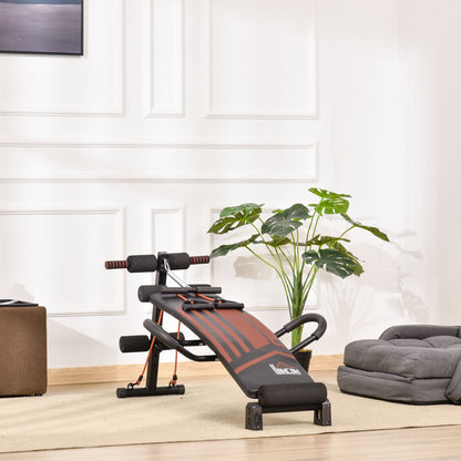 HOMCOM Multifunctional Sit Up Bench Adjustable Utility Board Ab Exercise Workout Fitness with Headrest for Home, Office and Gym, Black