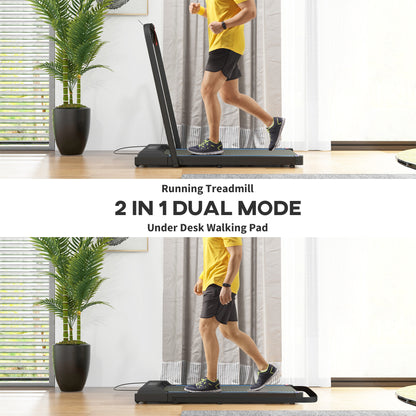SPORTNOW 2.5HP Walking Pad, 1-6km/h Folding Treadmill with Remote Control and LED Display for Home Gym Office