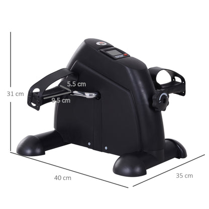 HOMCOM Mini Exercise Bike, Portable Pedal Exerciser, Under Desk Bike with LCD Display for Legs and Arms Training
